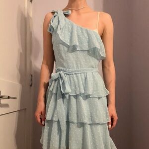 Light blue ruffle mini dress